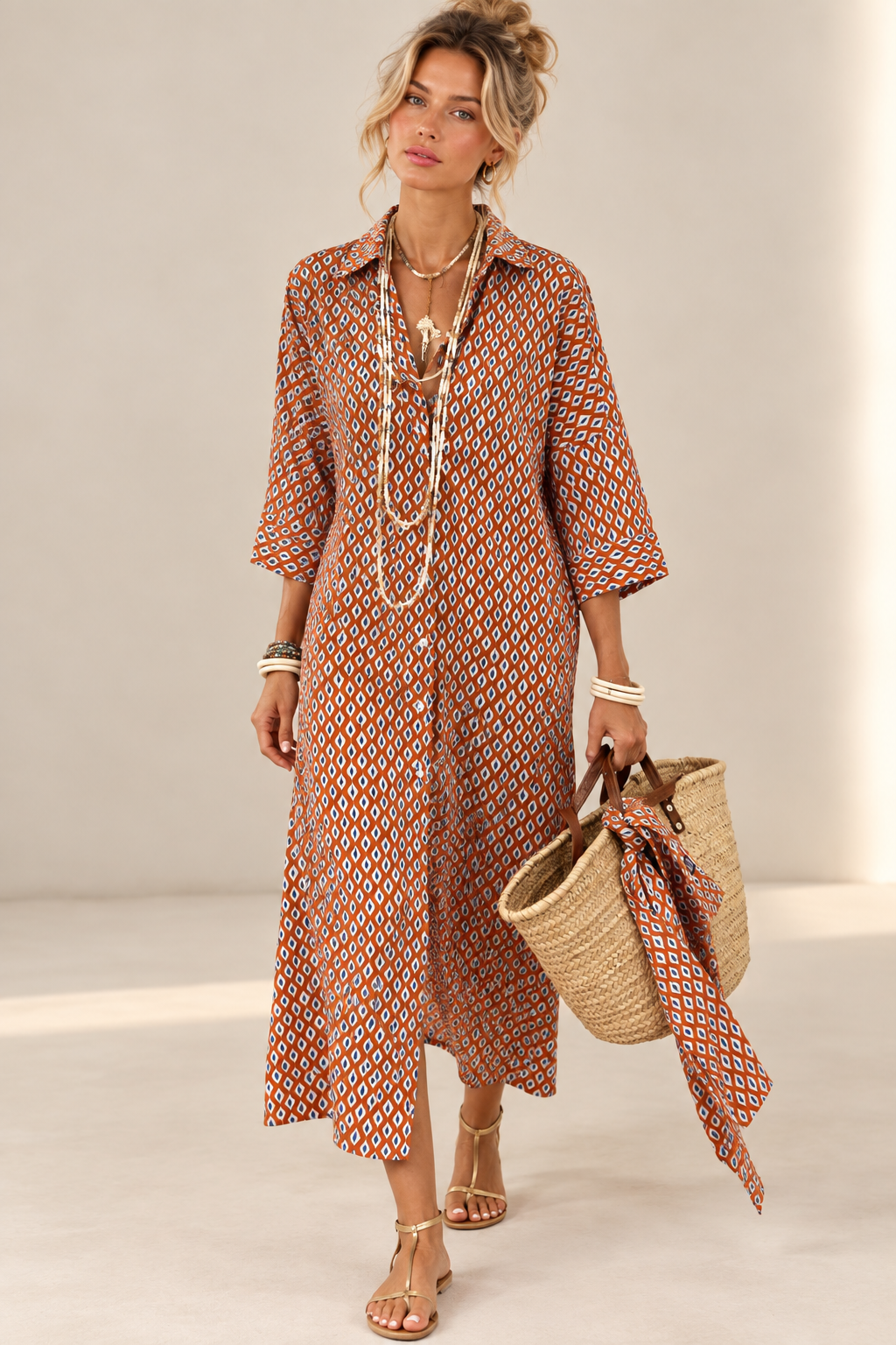 Anne - Robe chemise à carreaux élégante