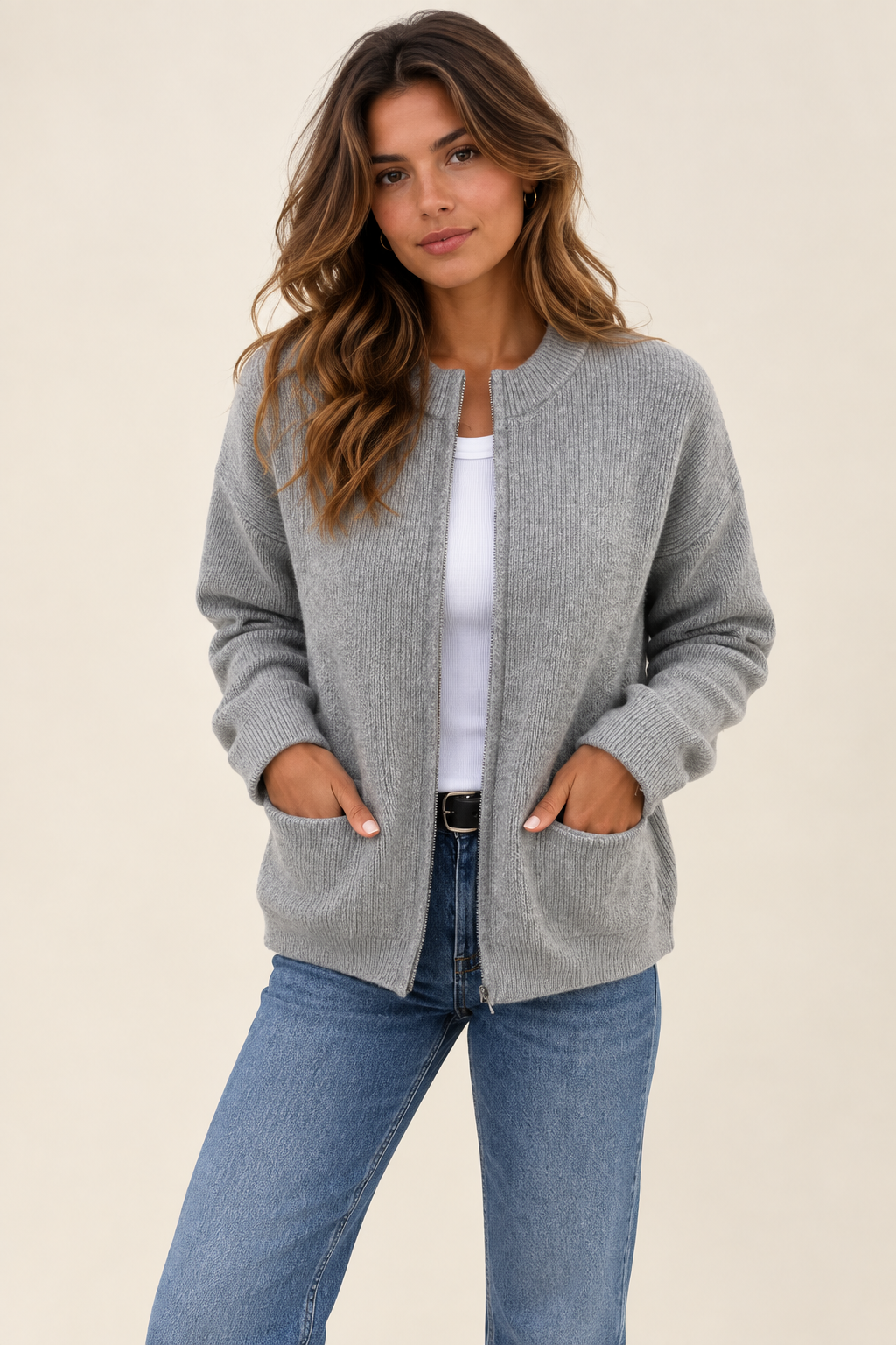 Lorine | Gilet en maille casual avec fermeture éclair