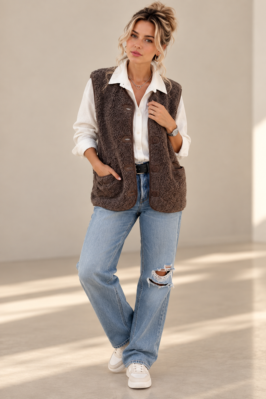 Clarisse I Gilet douillet à boutons