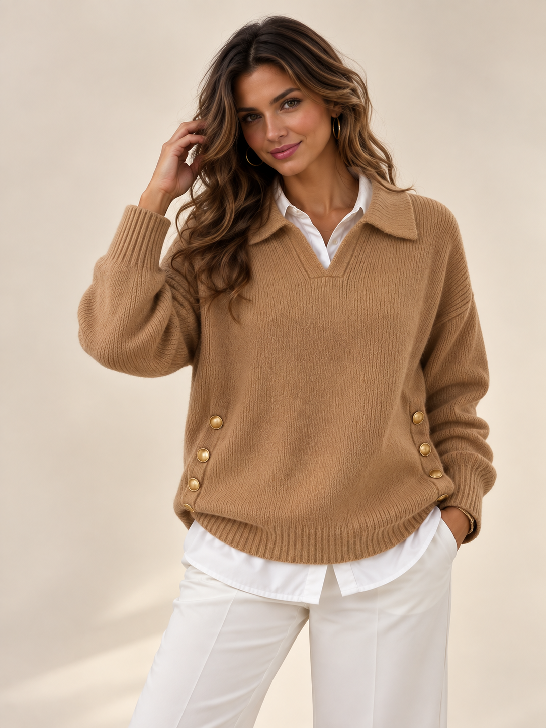 Vicenta | Pull avec Col Polo et Boutons