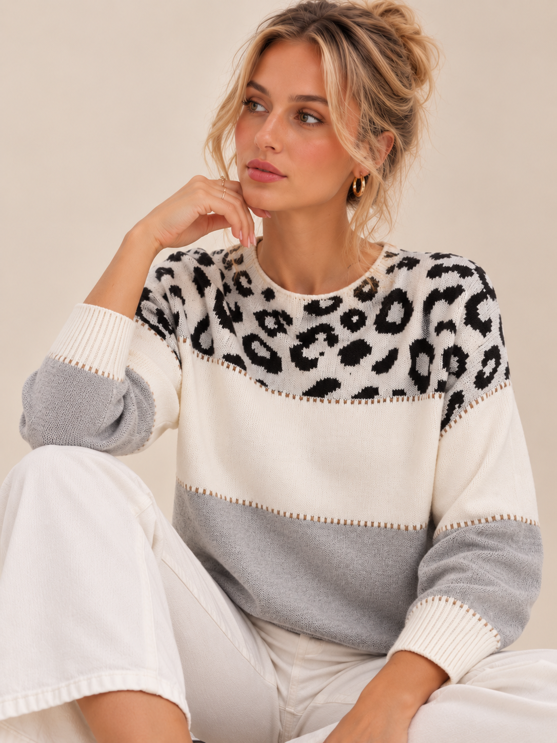 Elina | Pull doux à imprimé animalier