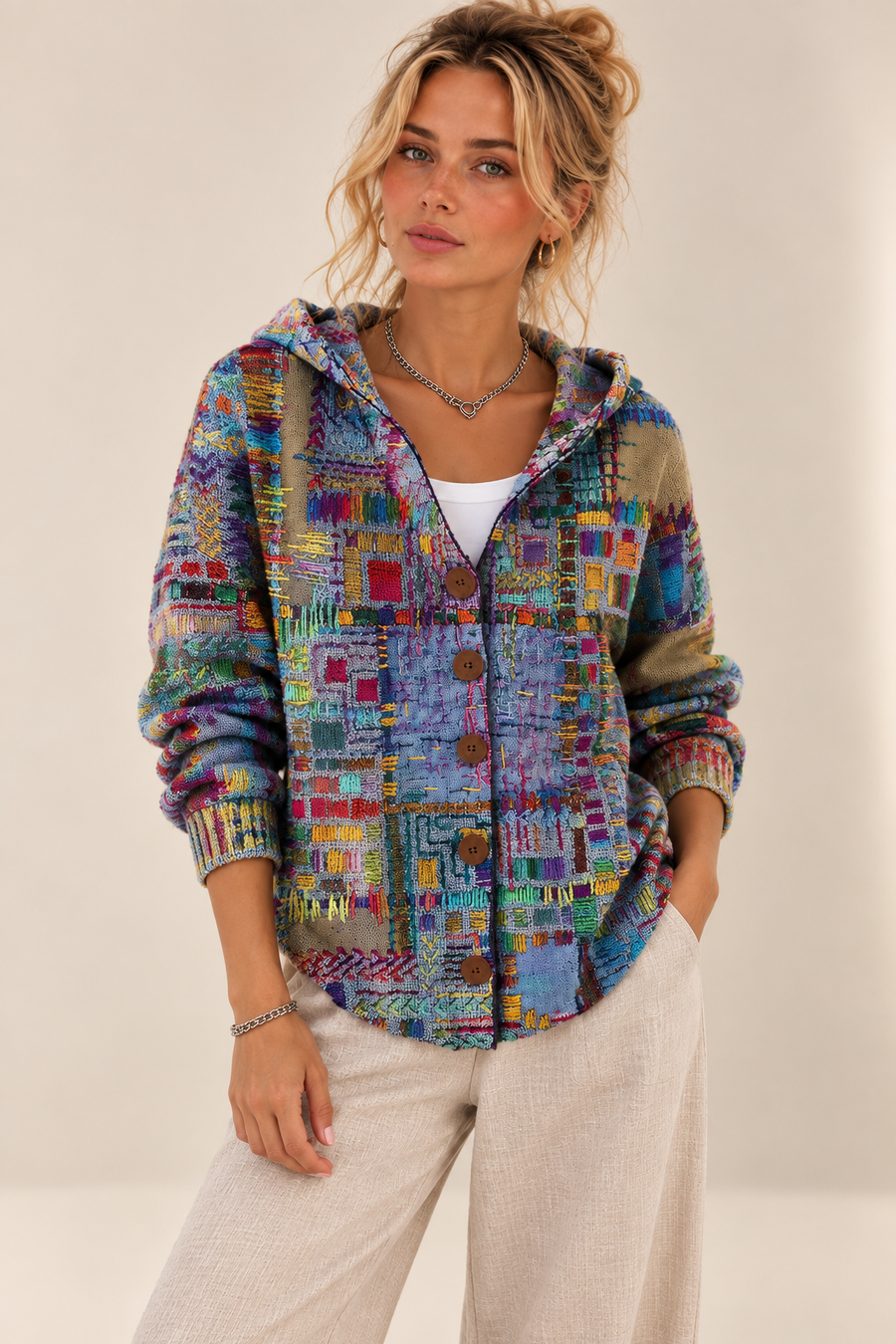 Paloma | Veste en Maille Imprimée avec Capuche