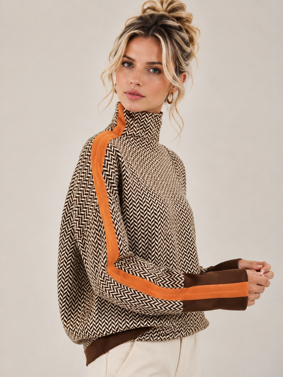 Manon | Pull à col haut et rayures contrastées