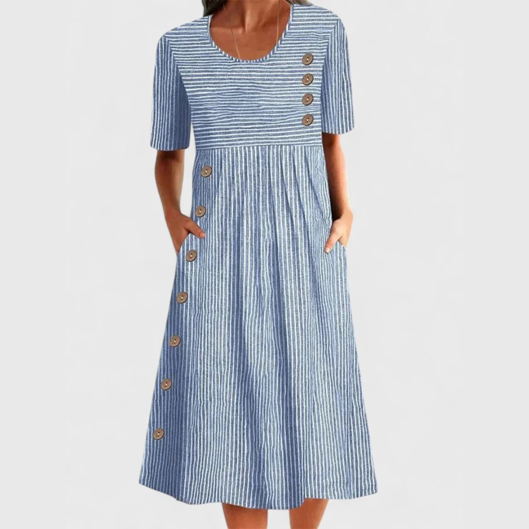 Wanda - Robe Midi Rayée Confortable