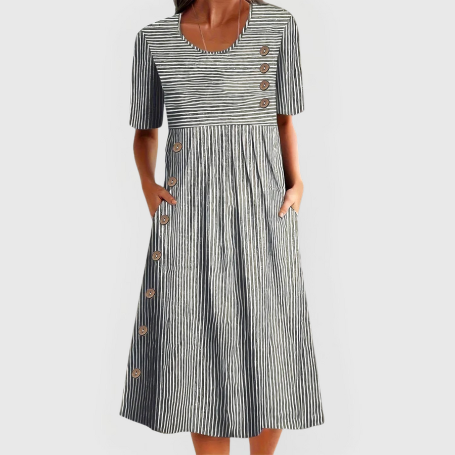 Wanda - Robe Midi Rayée Confortable