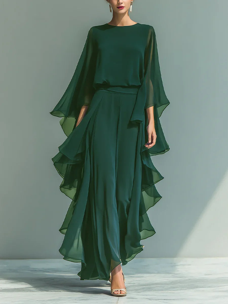 Aurora | Ensemble Élégant en Chiffon à Volants