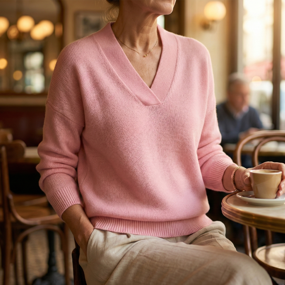 Faye | Pull à col V doux en coupe décontractée