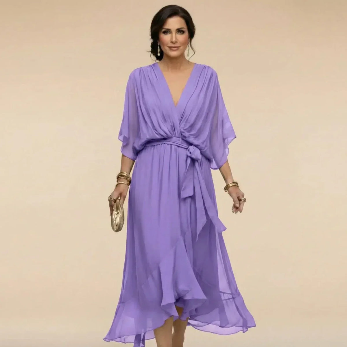 MARTA™ | ROBE EN MOUSSELINE AVEC ENCOLURE EN V
