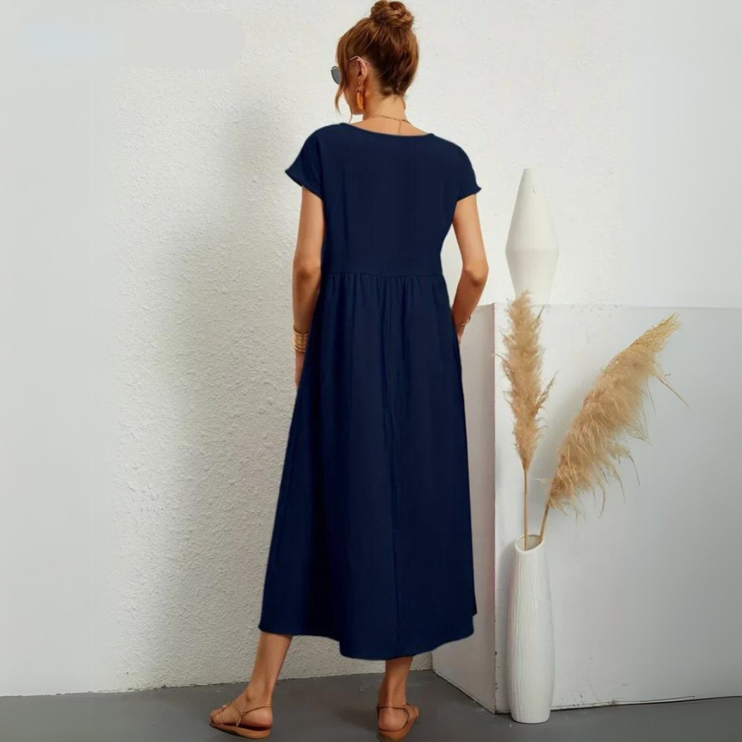 Isla - Robe Midi Décontractée en Coton