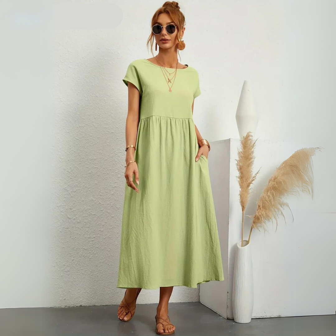 Isla - Robe Midi Décontractée en Coton
