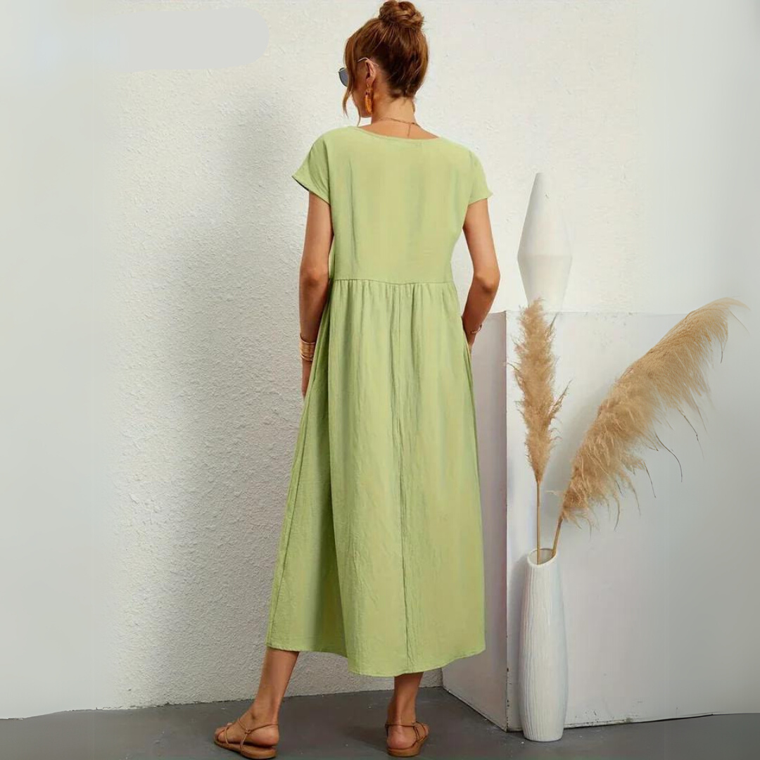 Isla - Robe Midi Décontractée en Coton