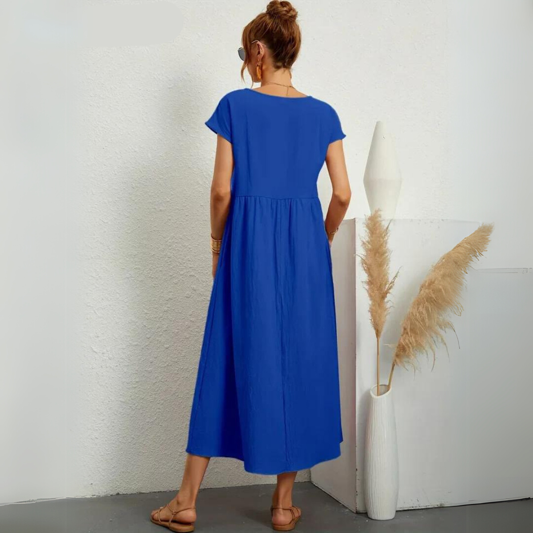 Isla - Robe Midi Décontractée en Coton